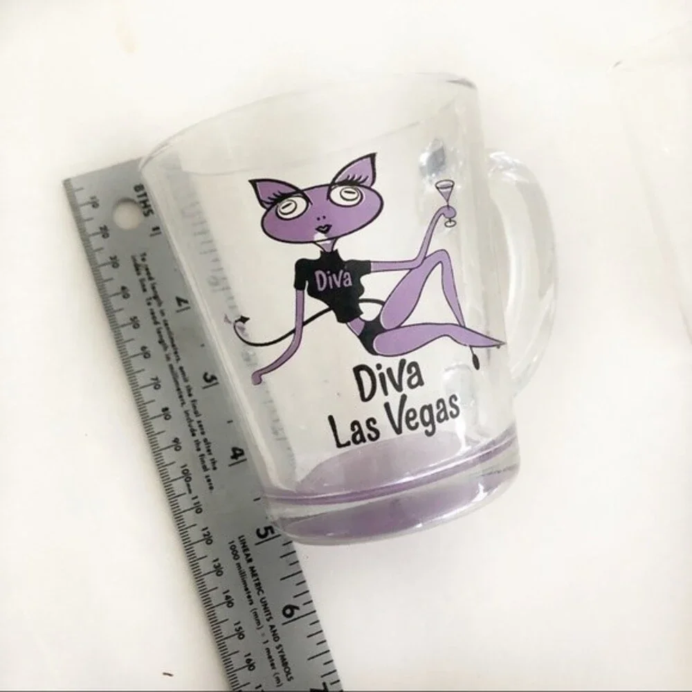 Diva LAS VEGAS Set of Two Clear Glass Coffee Tea Mugs